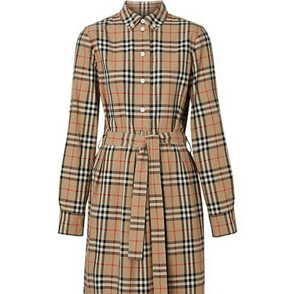 Burberry Dresses & Skirts - BURBERRY GIOVANNA CHECK PLAID LONG SLEEVE COTTON SHIRTDRESS